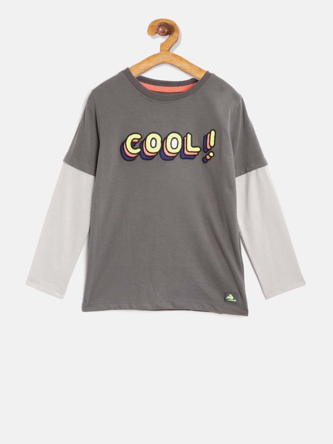 

Cherry Crumble Boys Grey Printed Round Neck T-shirt