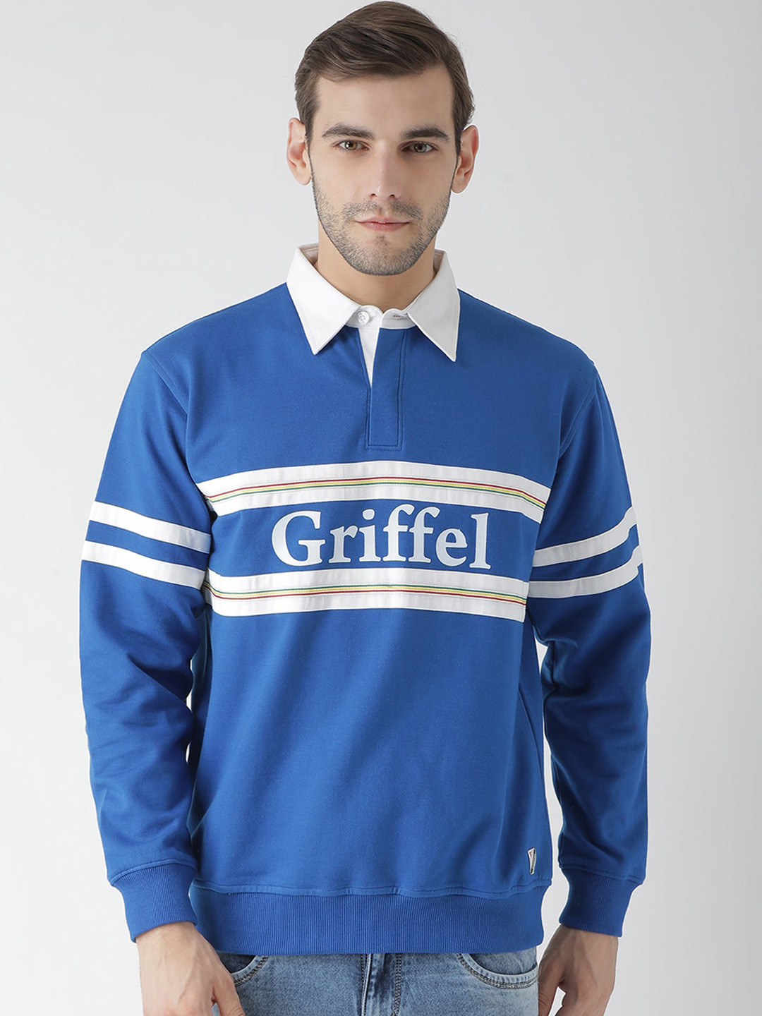 

GRIFFEL Men Blue Printed Sweatshirt