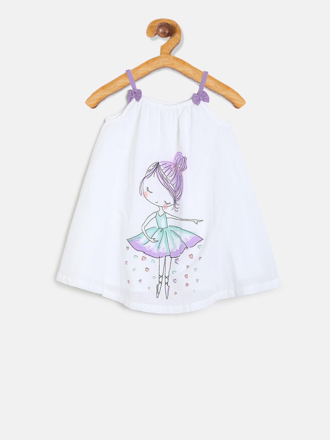 

MINI KLUB Girls White Printed A-Line Dress
