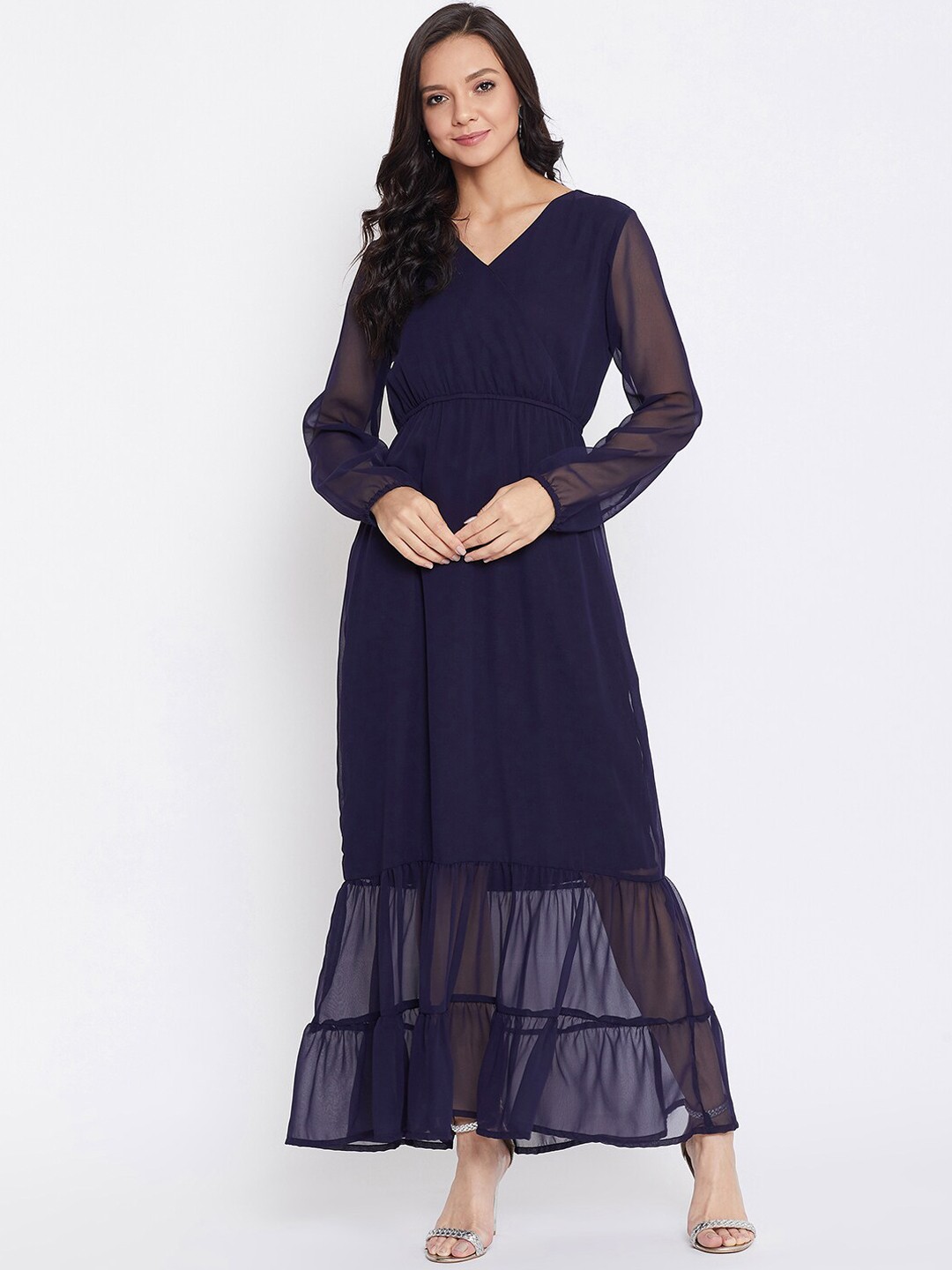 

Color Cocktail Women Navy Blue Solid Maxi Dress