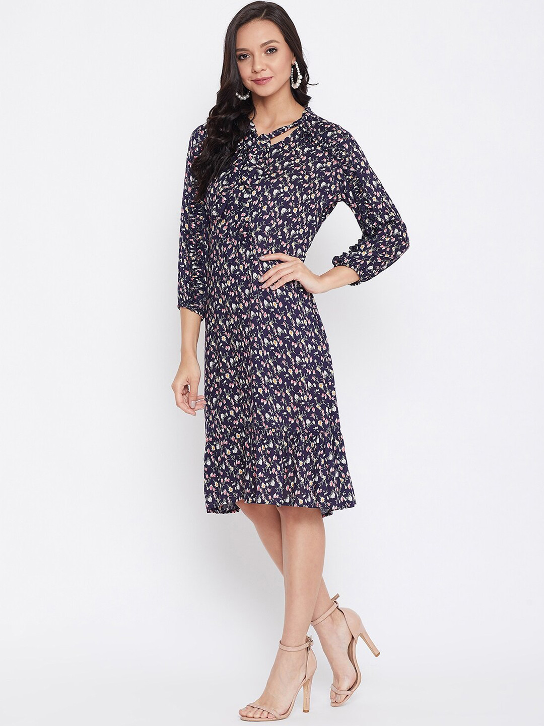 

Color Cocktail Women Navy Blue Printed Sheath Dress