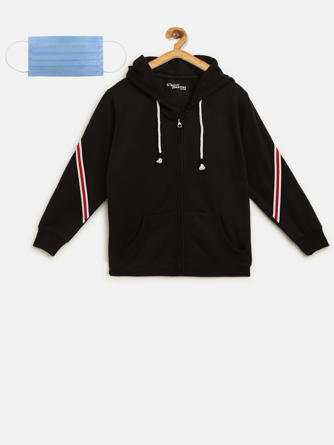 

Lil Tomatoes Boys Black Solid Hooded Sweatshirt