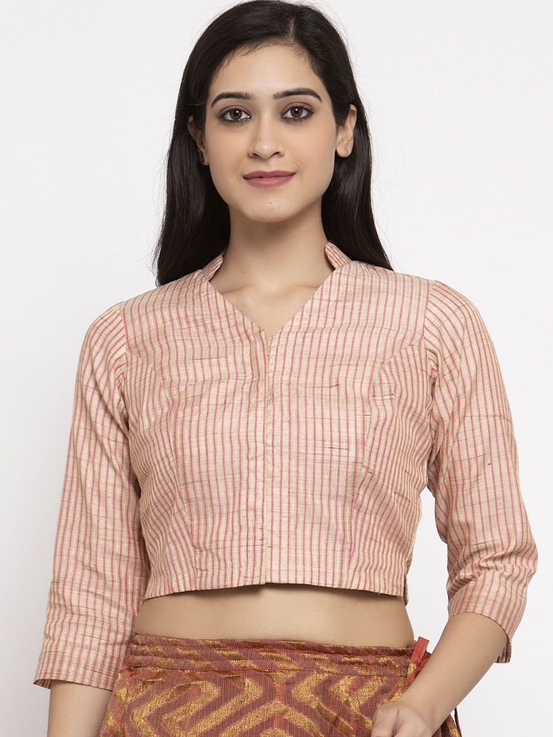 

Ayaany Women Pink Striped Fitted Crop Top
