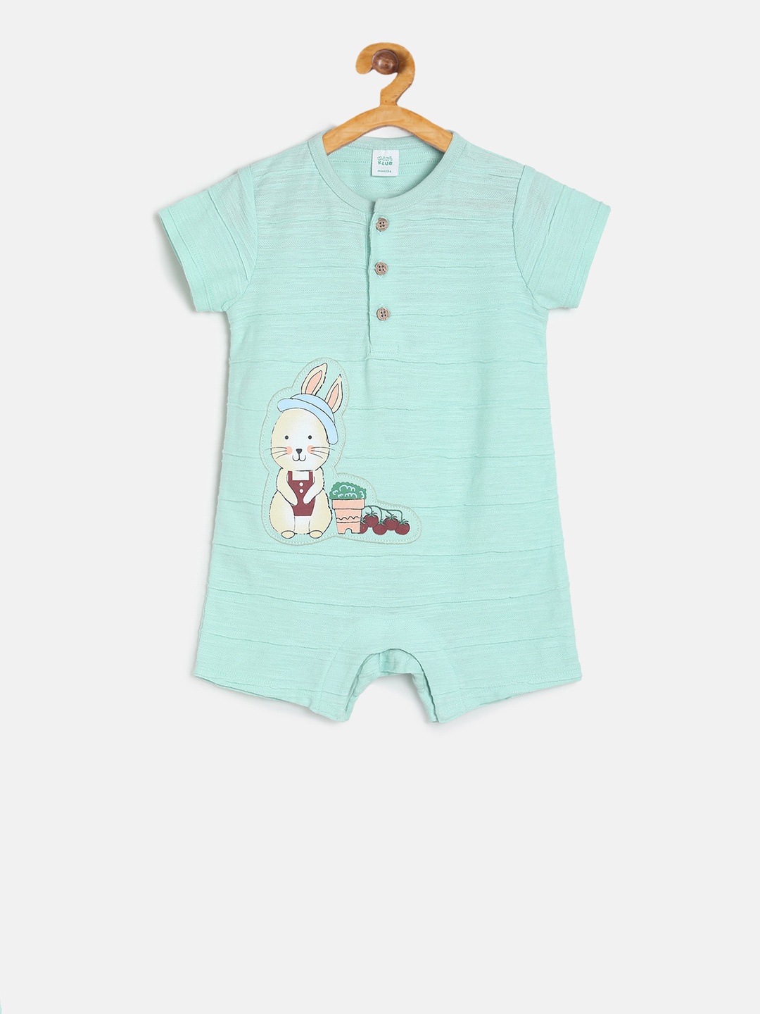 MINI KLUB Infant Boys Sea Green Printed Rompers