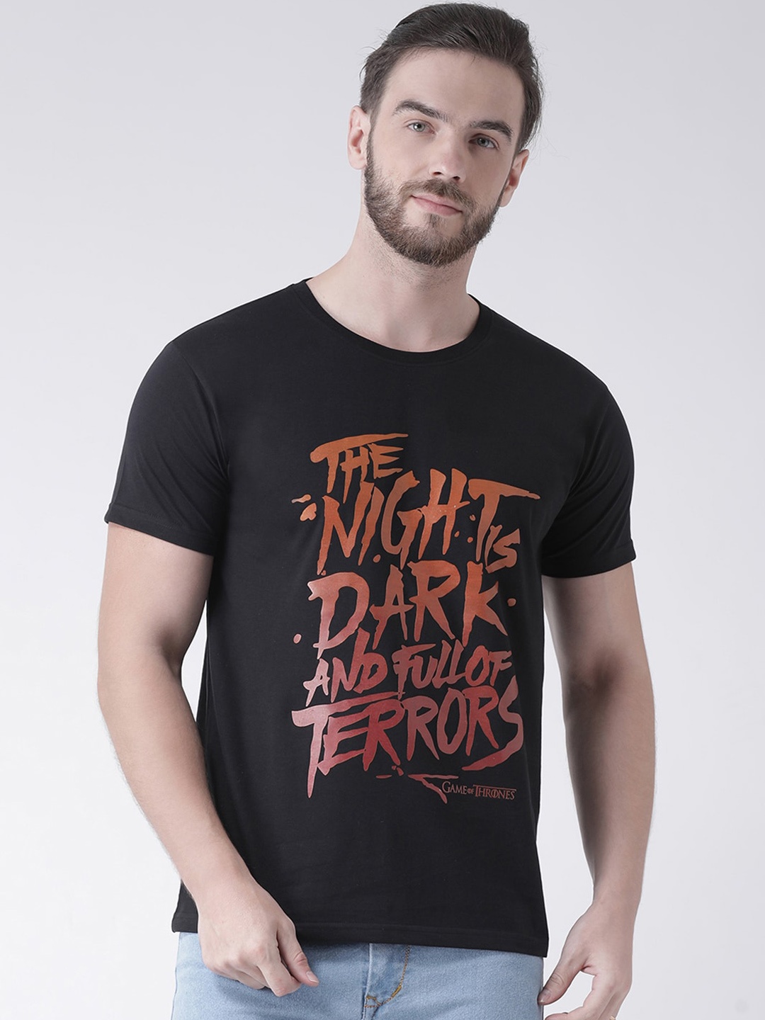 

GRIFFEL Men Black Printed Round Neck T-shirt