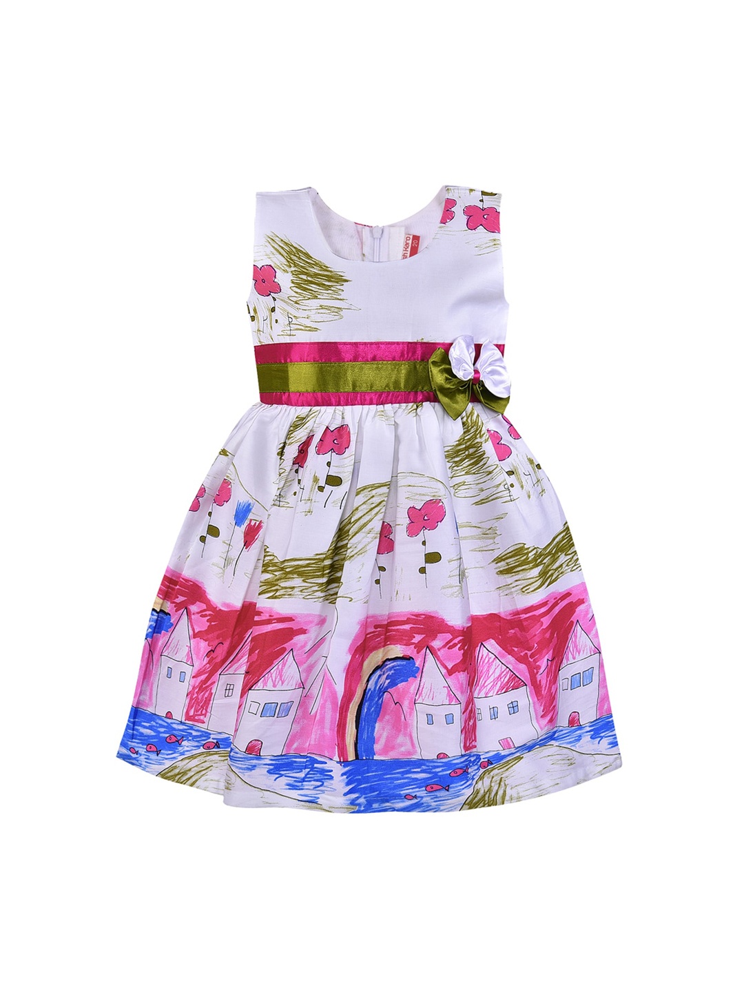 

Wish Karo Girls Pink Printed Fit and Flare Dress