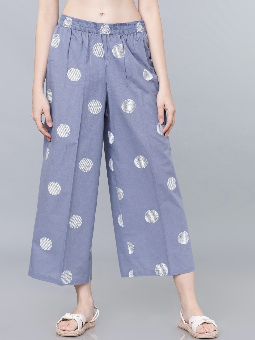 

Vishudh Women Blue & White Printed Straight-Palazzo