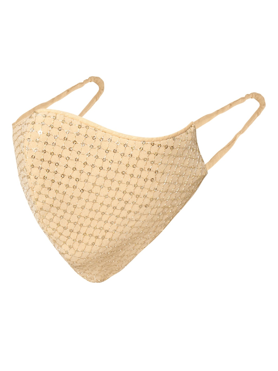 

INDYA Women Beige Embellished 2-Ply Reusable Cloth Mask