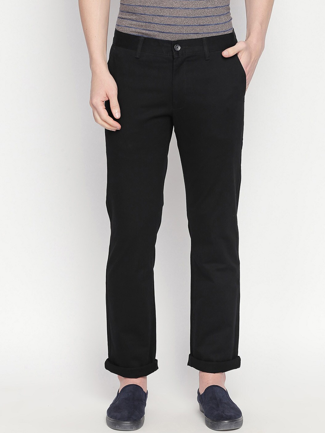 

Basics Men Black Tapered Fit Solid Regular Trousers