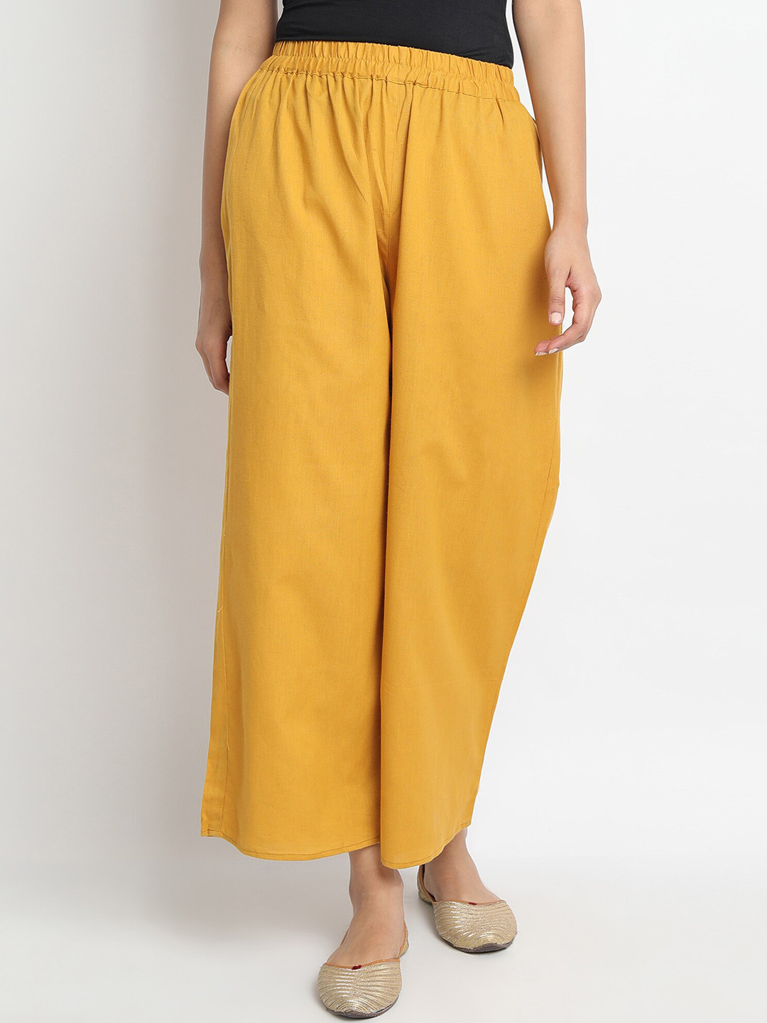 

Molcha Women Yellow Solid Wide Leg Palazzos