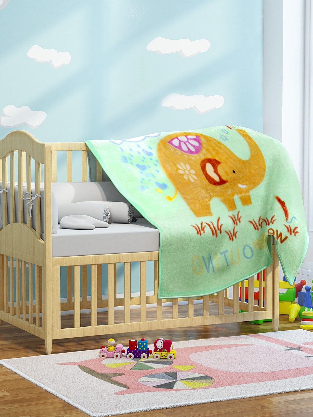 

KLOTTHE Green Printed Heavy Winter 600 GSM Single Bed Blanket