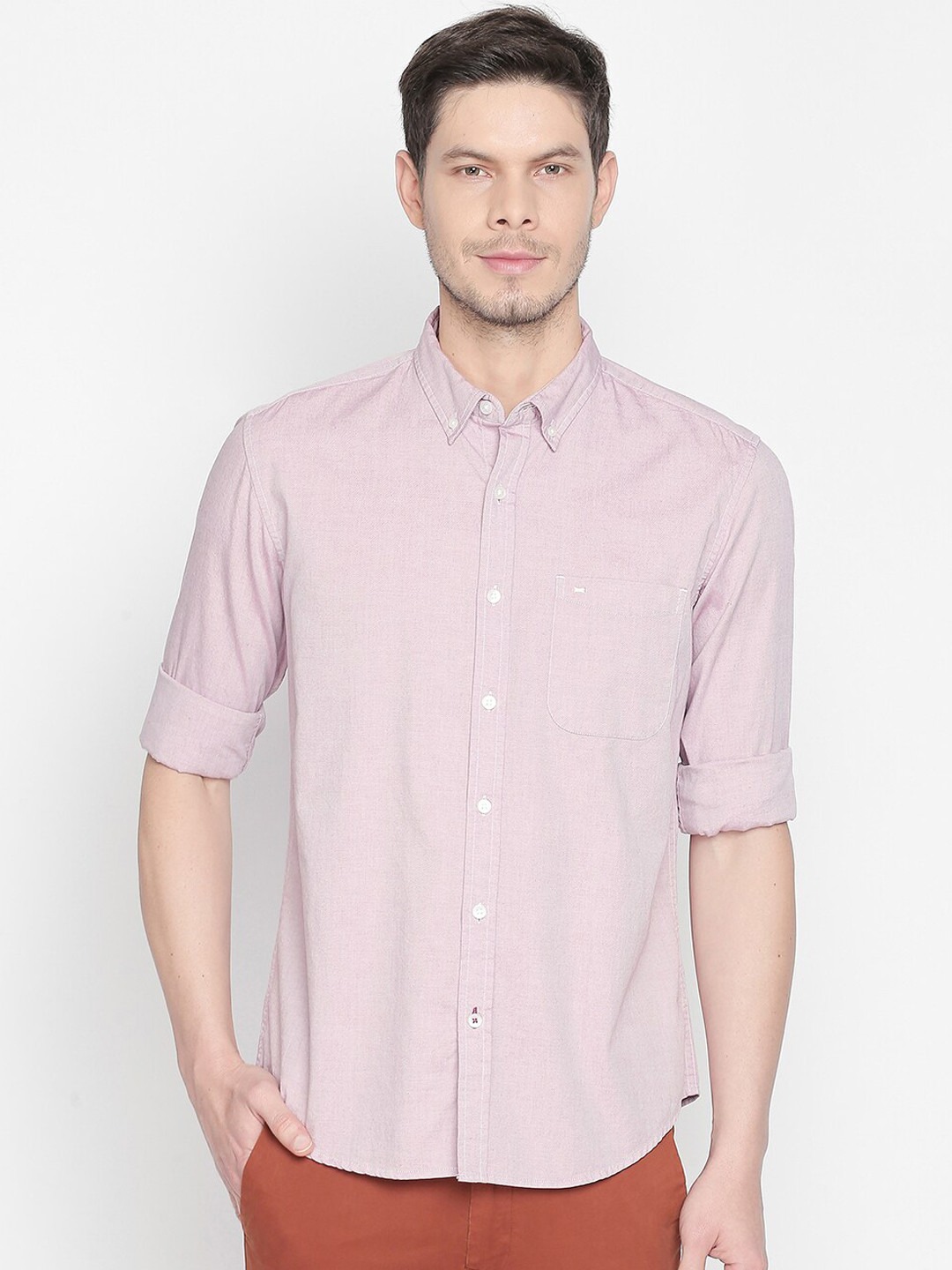

Basics Men Pink Slim Fit Solid Casual Shirt