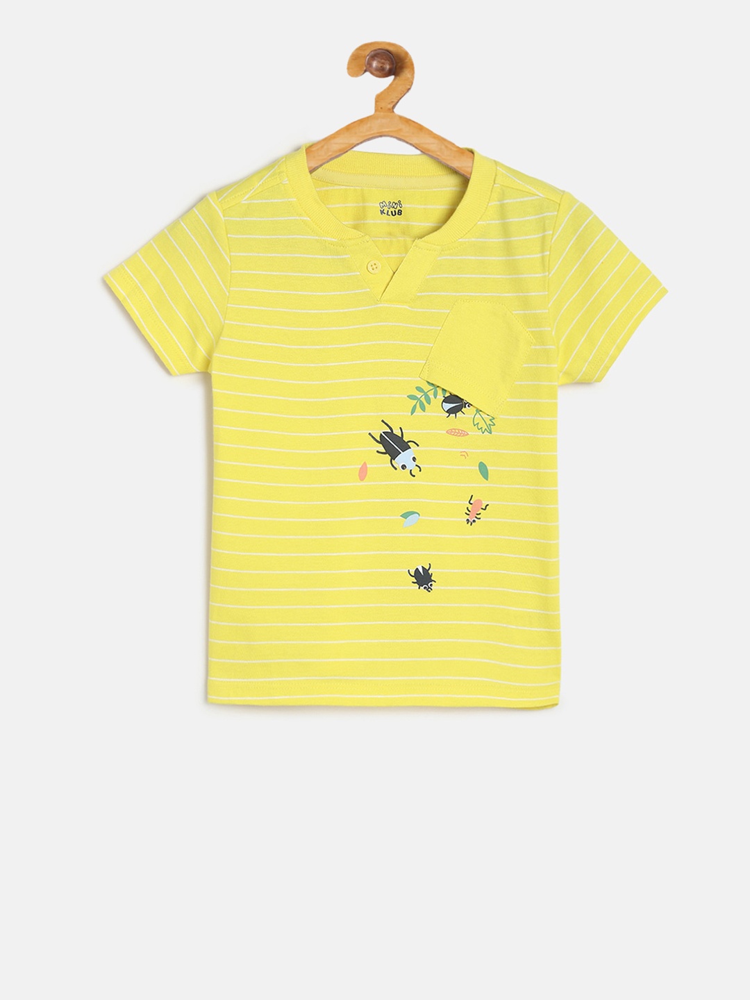 

MINI KLUB Boys Yellow Striped Henley Neck T-shirt