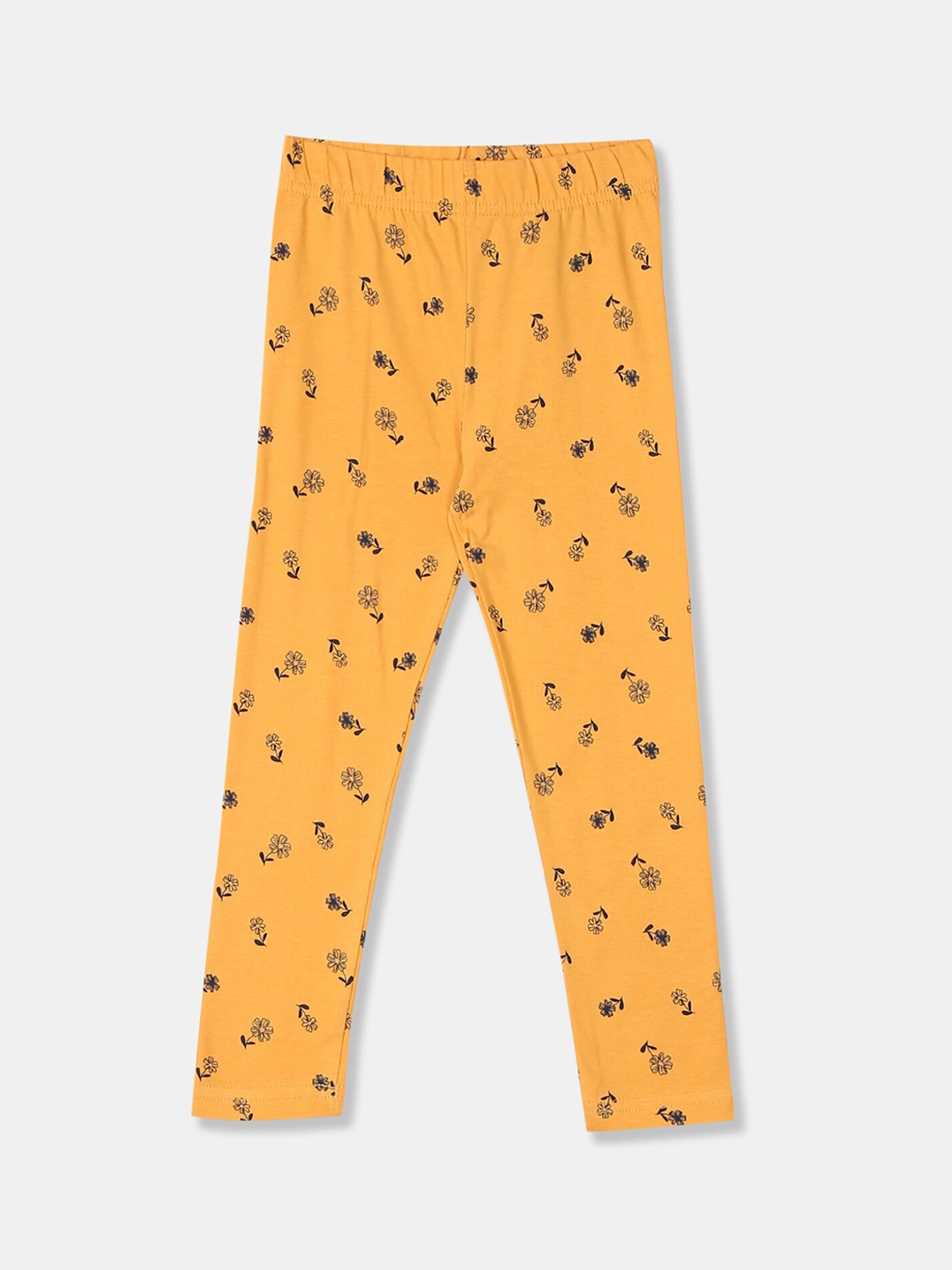 

Cherokee Girls Mustard Yellow & Black Printed Ankle-Length Leggings