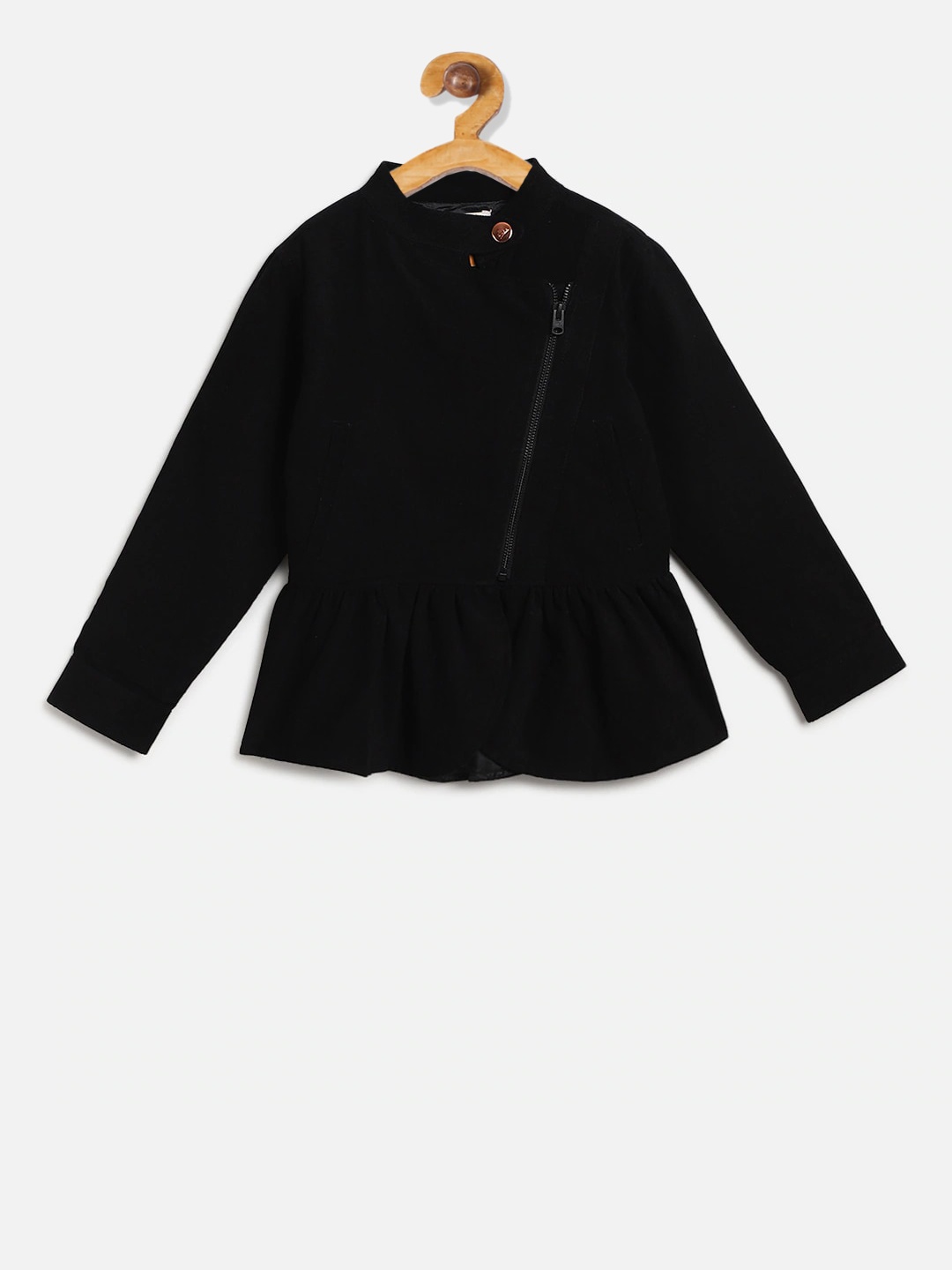 

Cherry Crumble Girls Black Solid Peplum Tailored Jacket