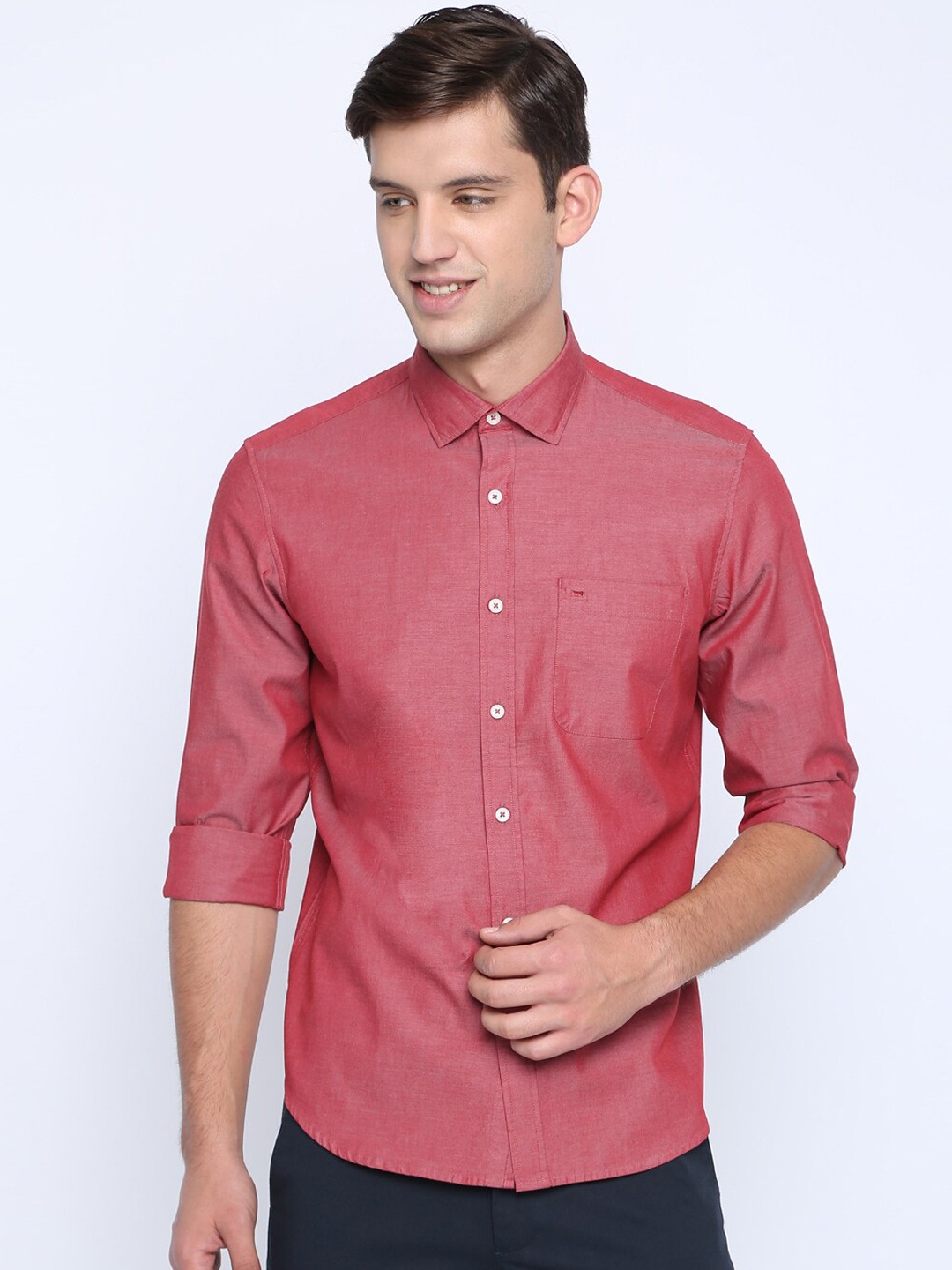 

Basics Men Red Slim Fit Solid Casual Shirt