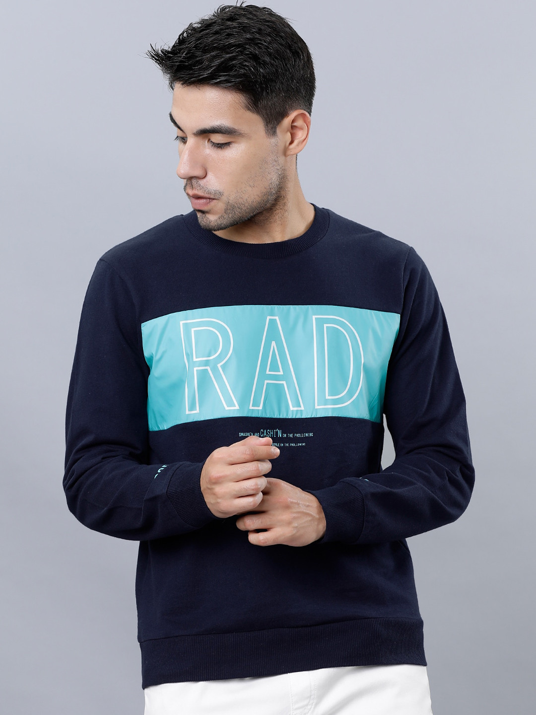 

HIGHLANDER Men Navy Blue Printed Sweatshirt