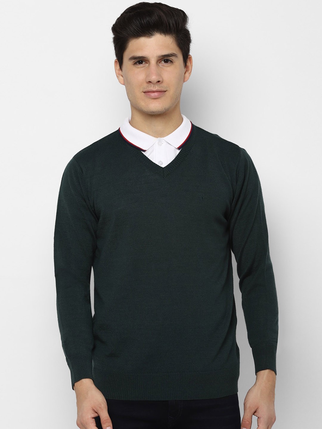 

Allen Solly Men Green Solid Pullover Sweater