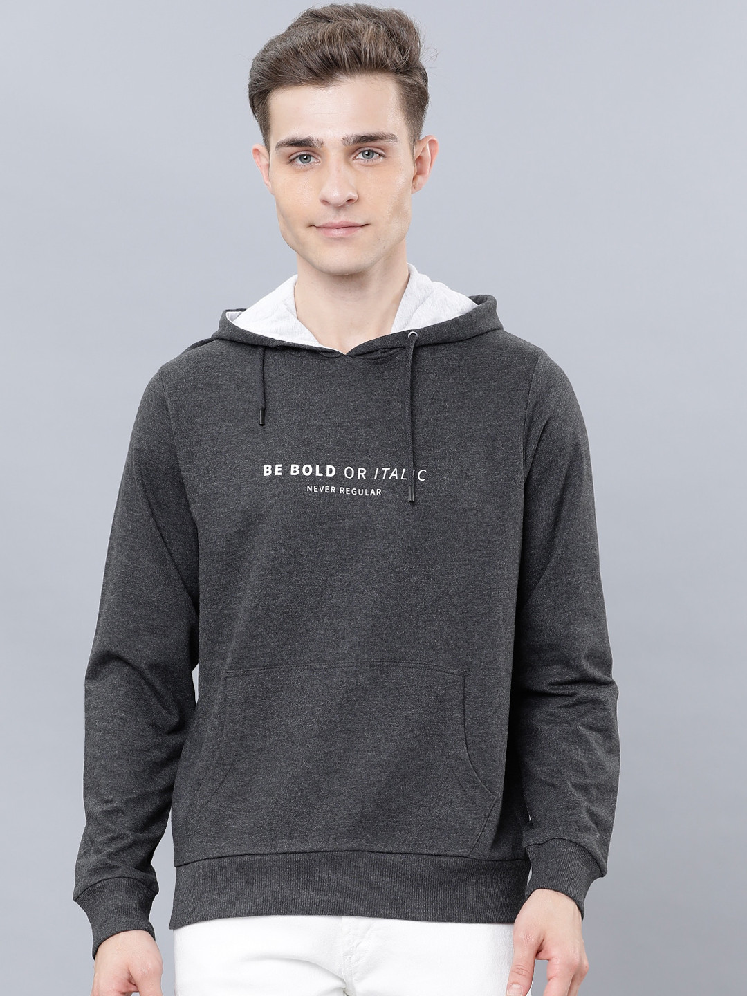 

HIGHLANDER Men Grey Printed Hooded Sweatshirt