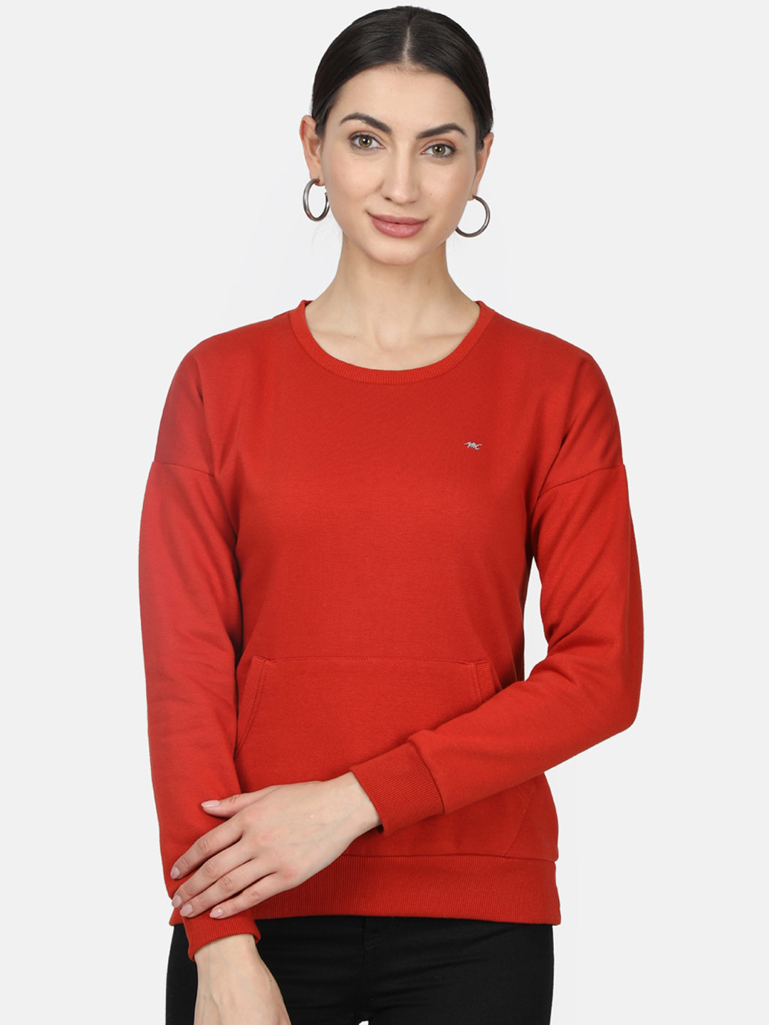 

Monte Carlo Women Red Solid Sweatshirt