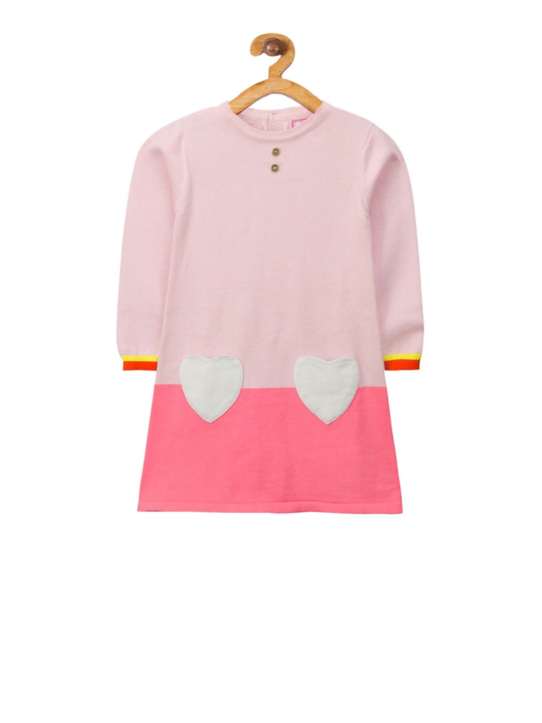 

Cherry Crumble Girls Pink Colourblocked A-Line Dress