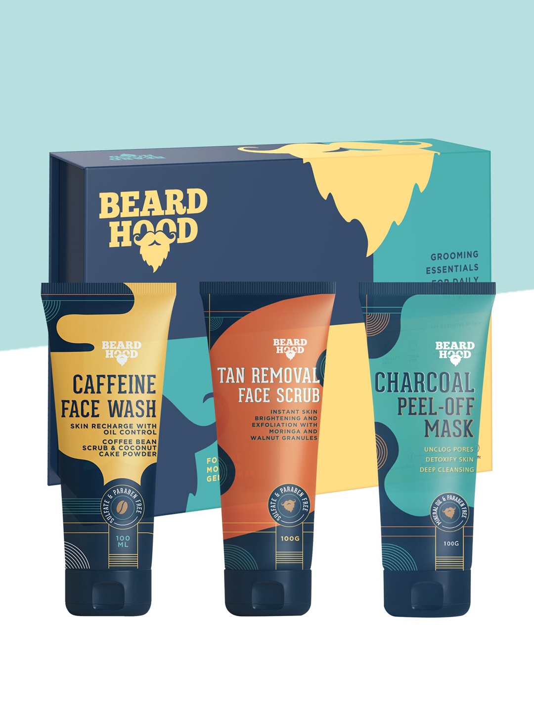 

Beardhood Men Complete Face Care Kit, White