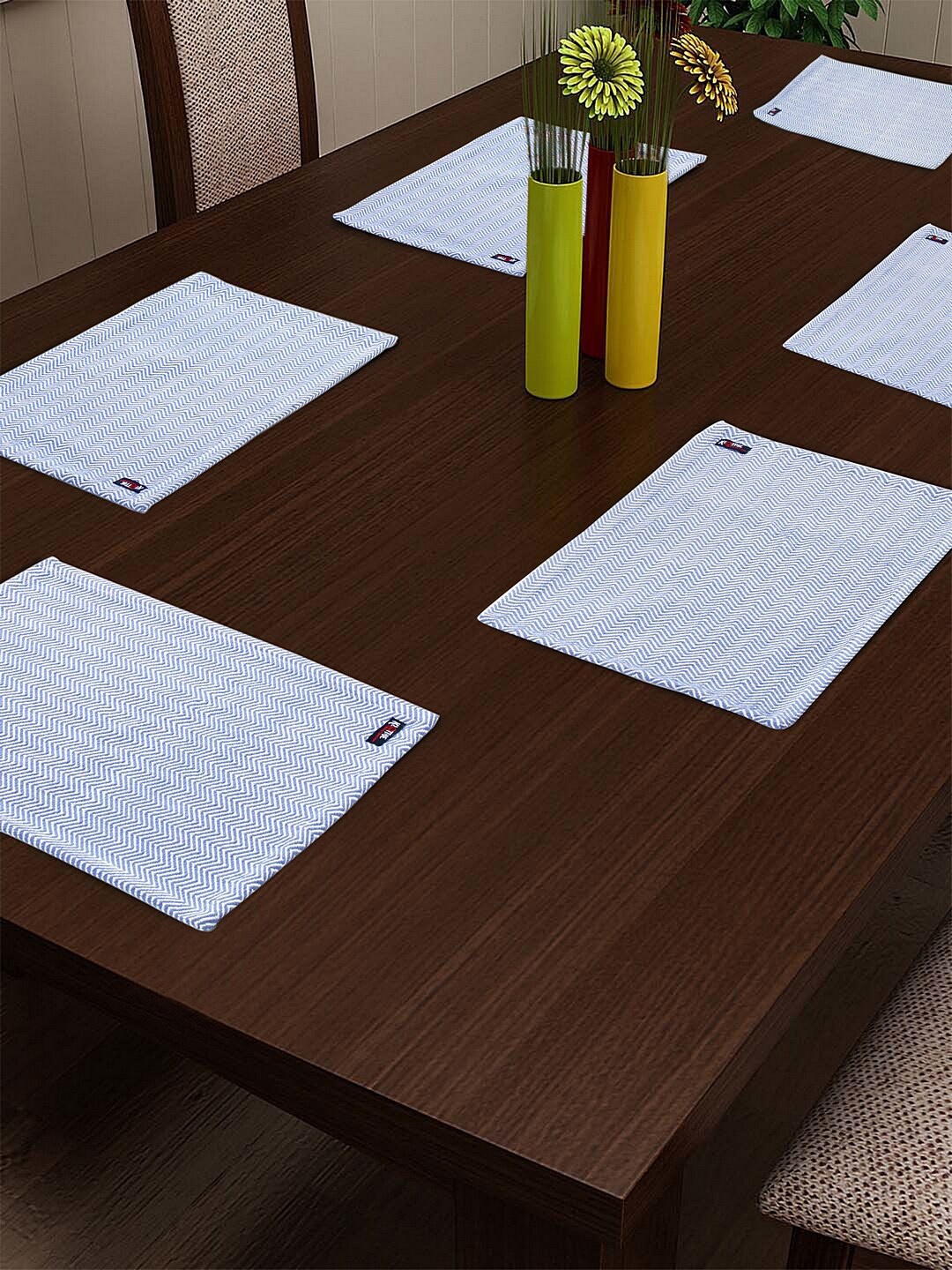 

KLOTTHE Set of 6 Blue & White Woven Design Sustainable Table Placemats