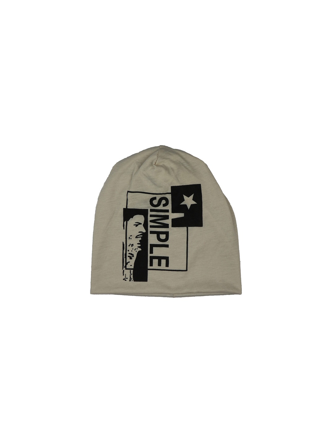 iSWEVEN Unisex Taupe-Coloured & Black Printed Beanie