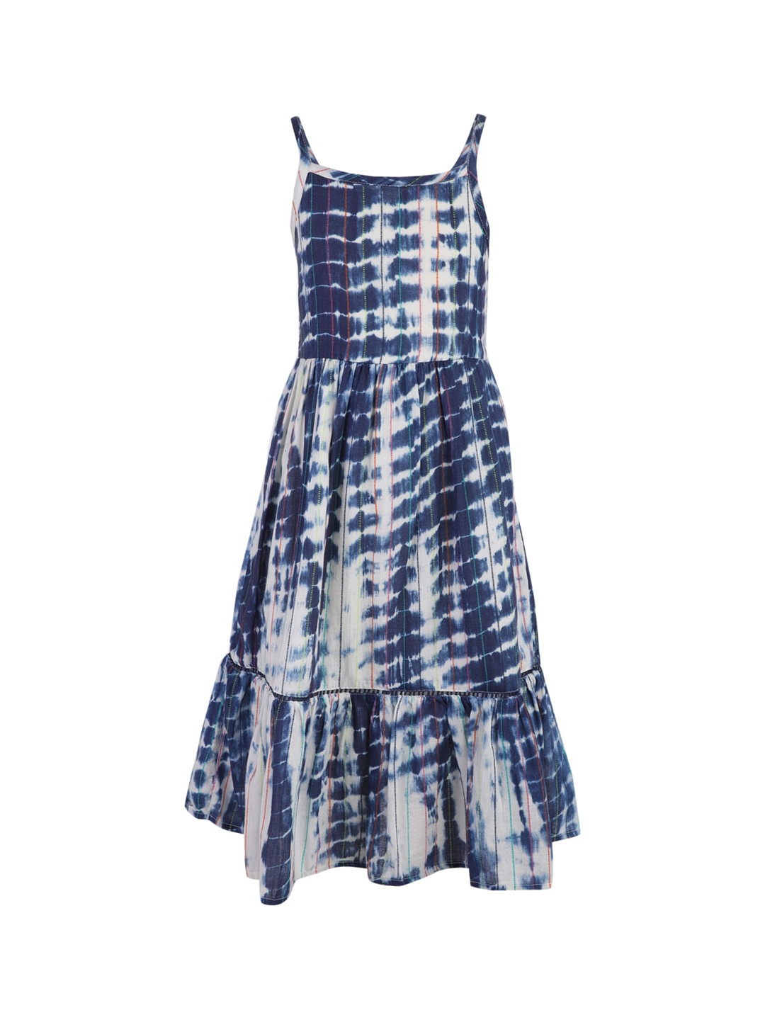 

A Little Fable Girls Navy Blue & Off-White Tie & Dye Fit and Flare Dress