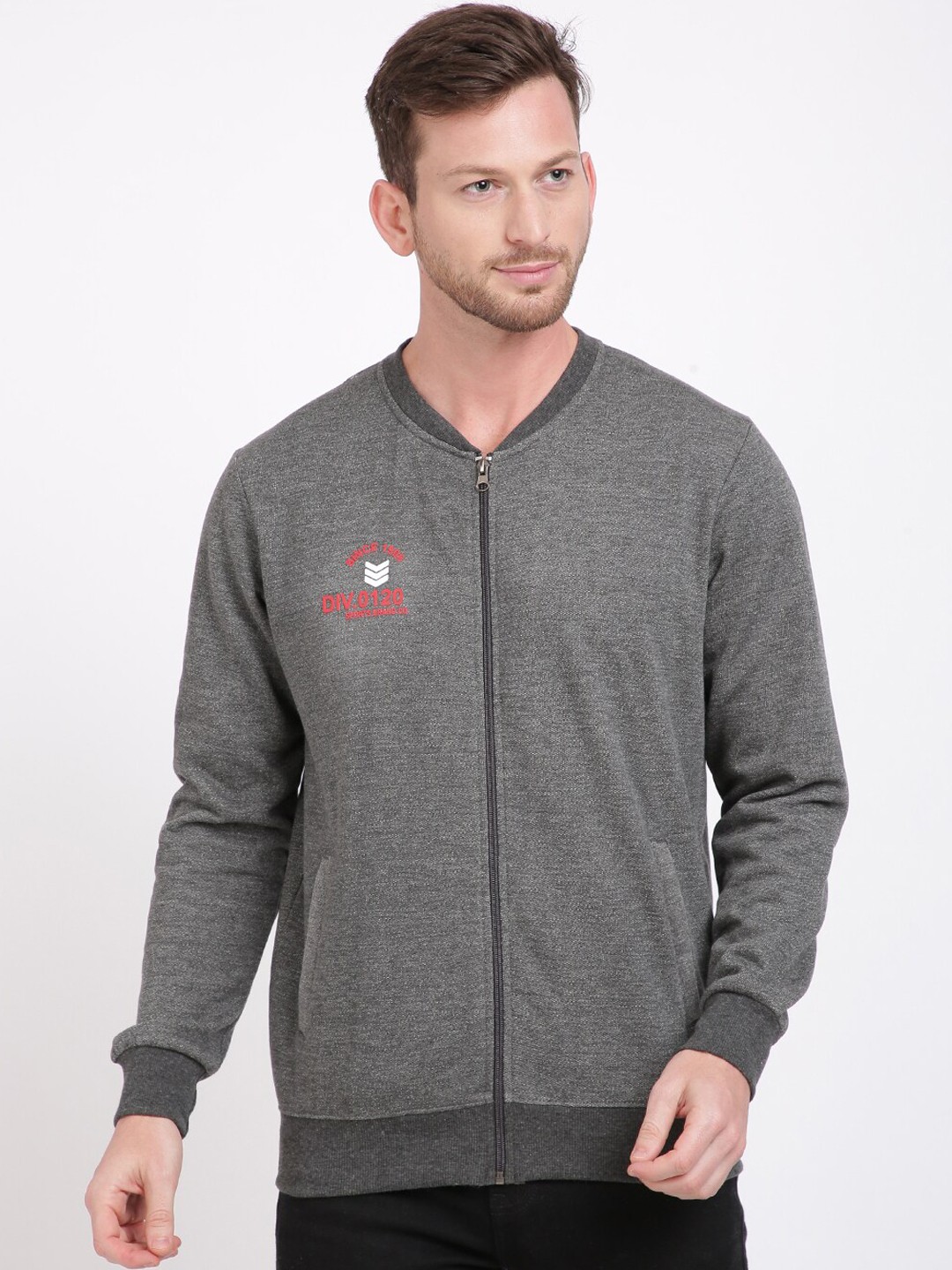 

IVOC Men Grey Solid Sweatshirt