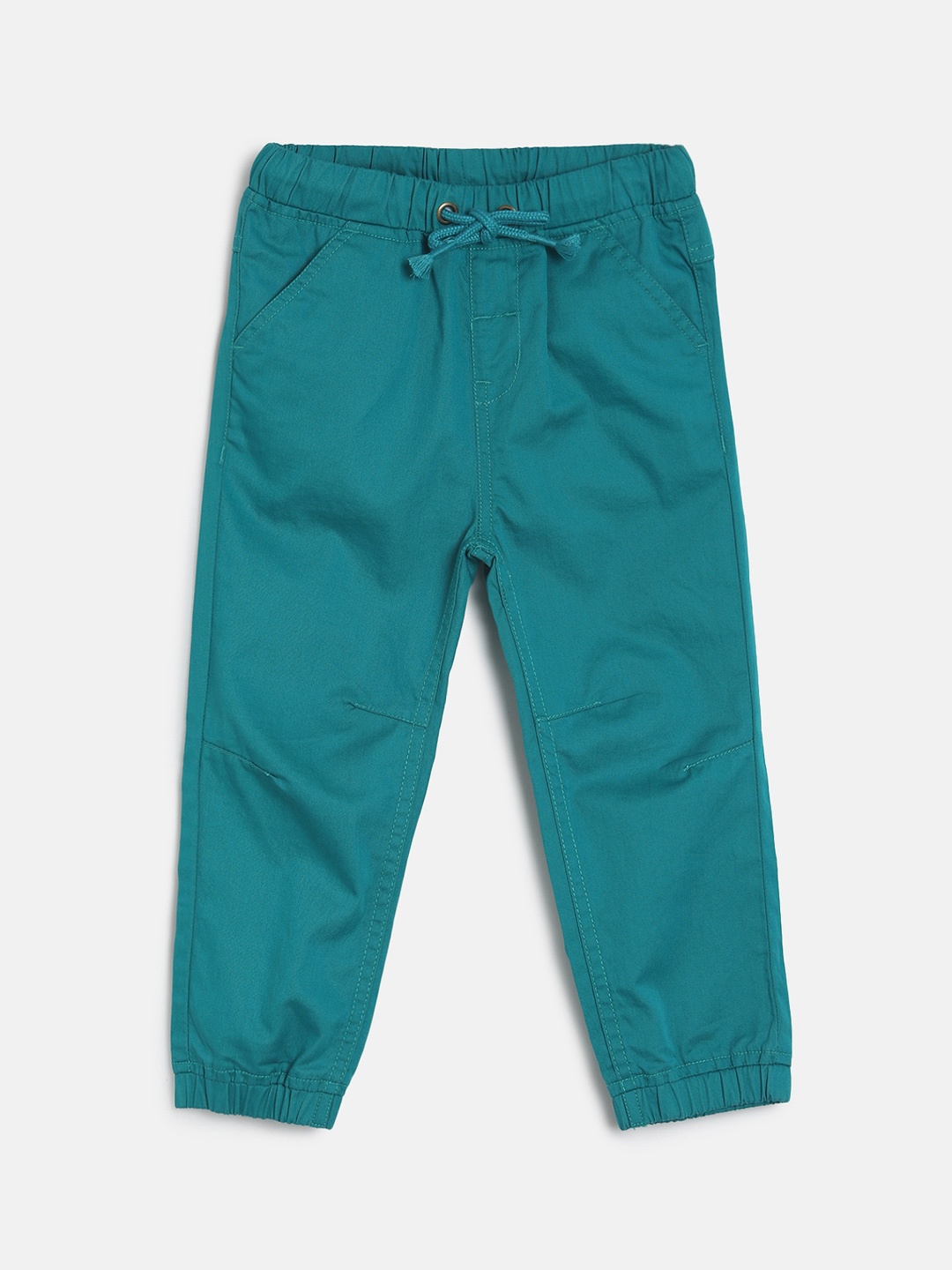 

MINI KLUB Boys Teal Green Regular Fit Solid Joggers
