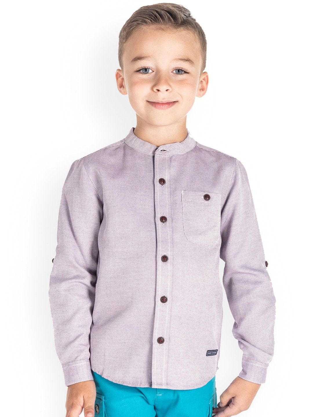 

Cherry Crumble Boys Purple Classic Regular Fit Solid Casual Shirt
