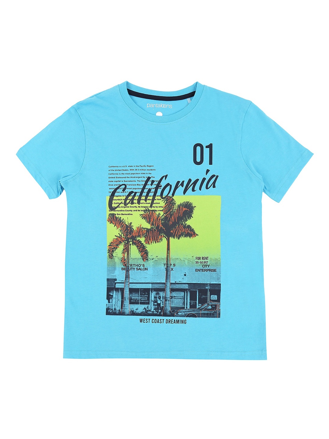 

Pantaloons Junior Boys Blue Printed Graphic Pure Cotton T-shirt