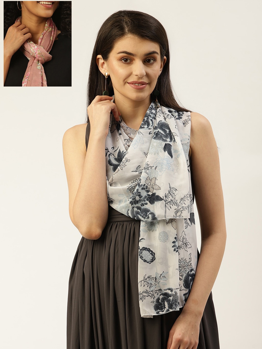 

Trend Arrest Women Pack Of 2 Printed Scarves, White