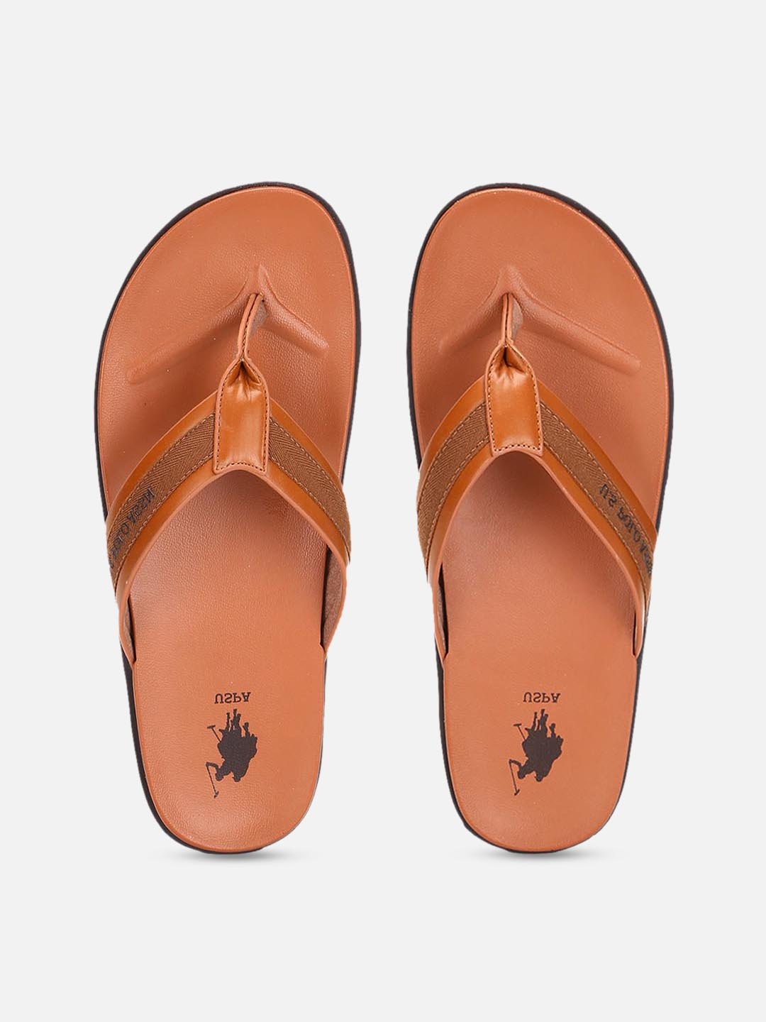 

U.S. Polo Assn. Men Tan Brown Solid Thong Flip-Flops