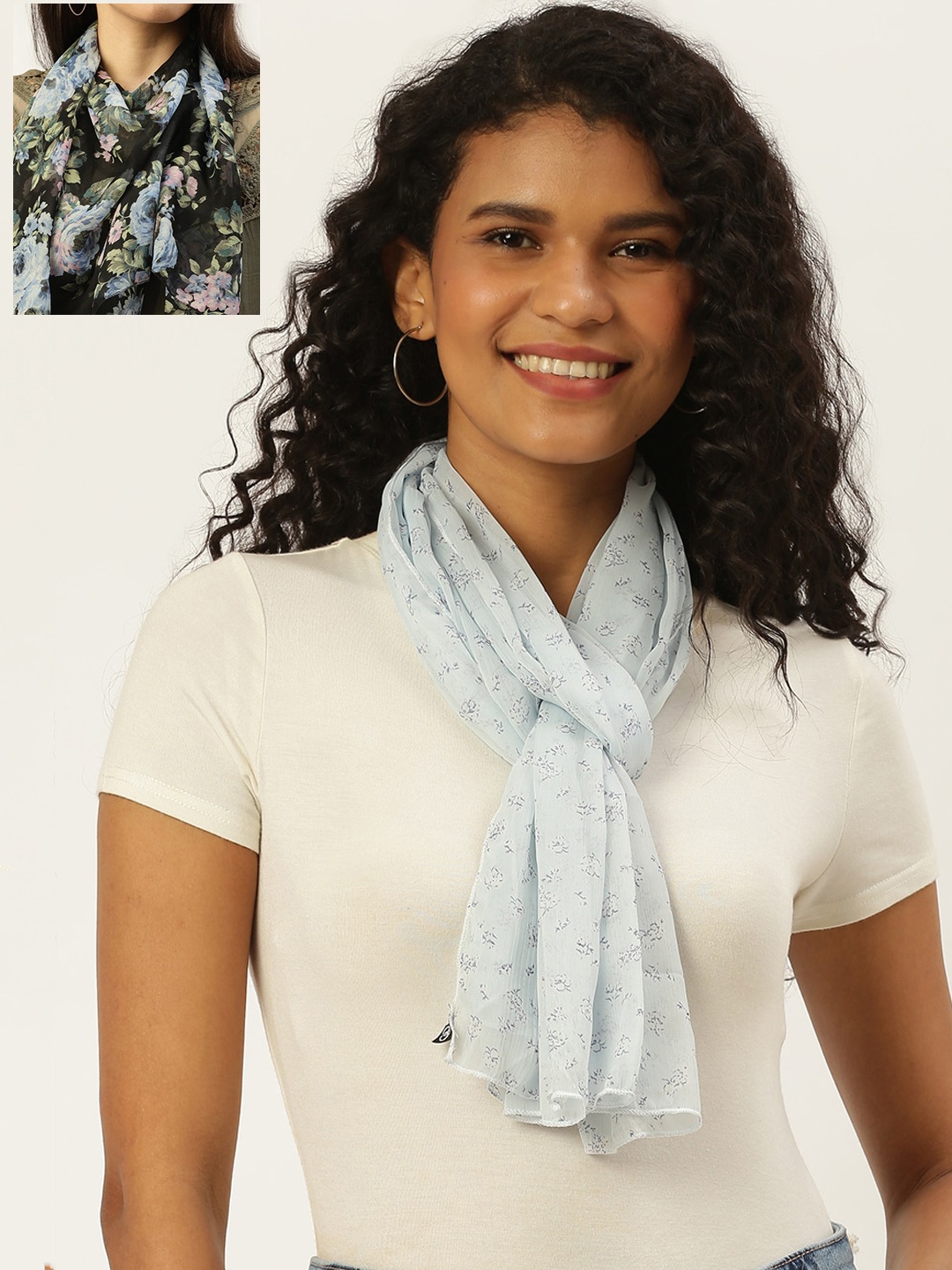 

Trend Arrest Women Pack Of 2 Printed Scarves, Black