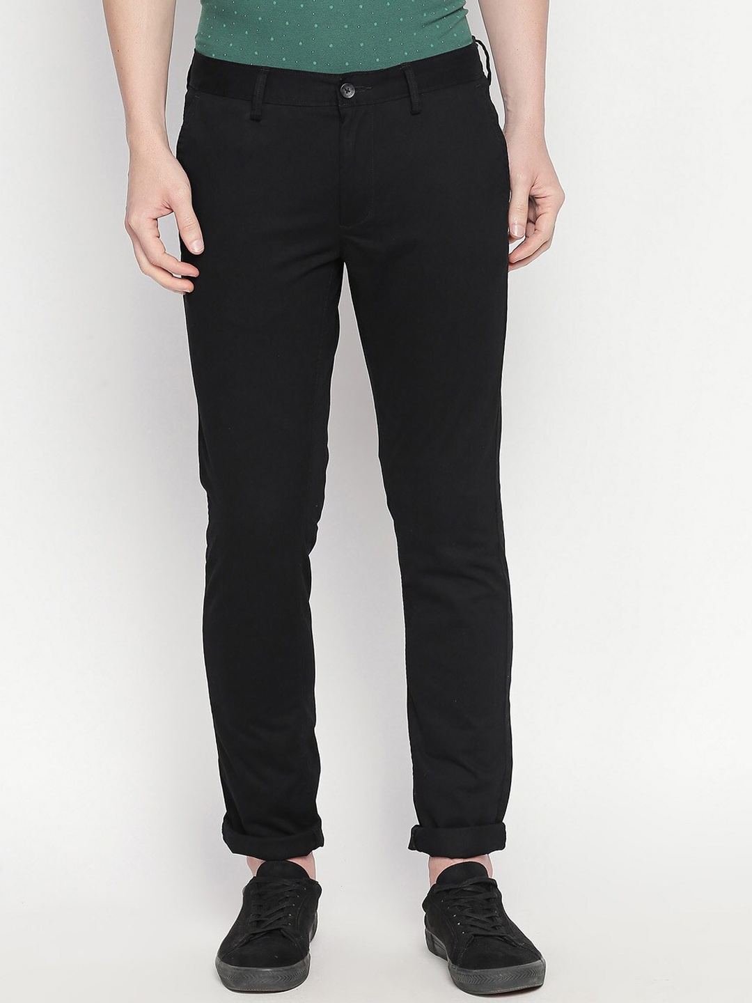 

Basics Men Black Tapered Fit Solid Regular Trousers
