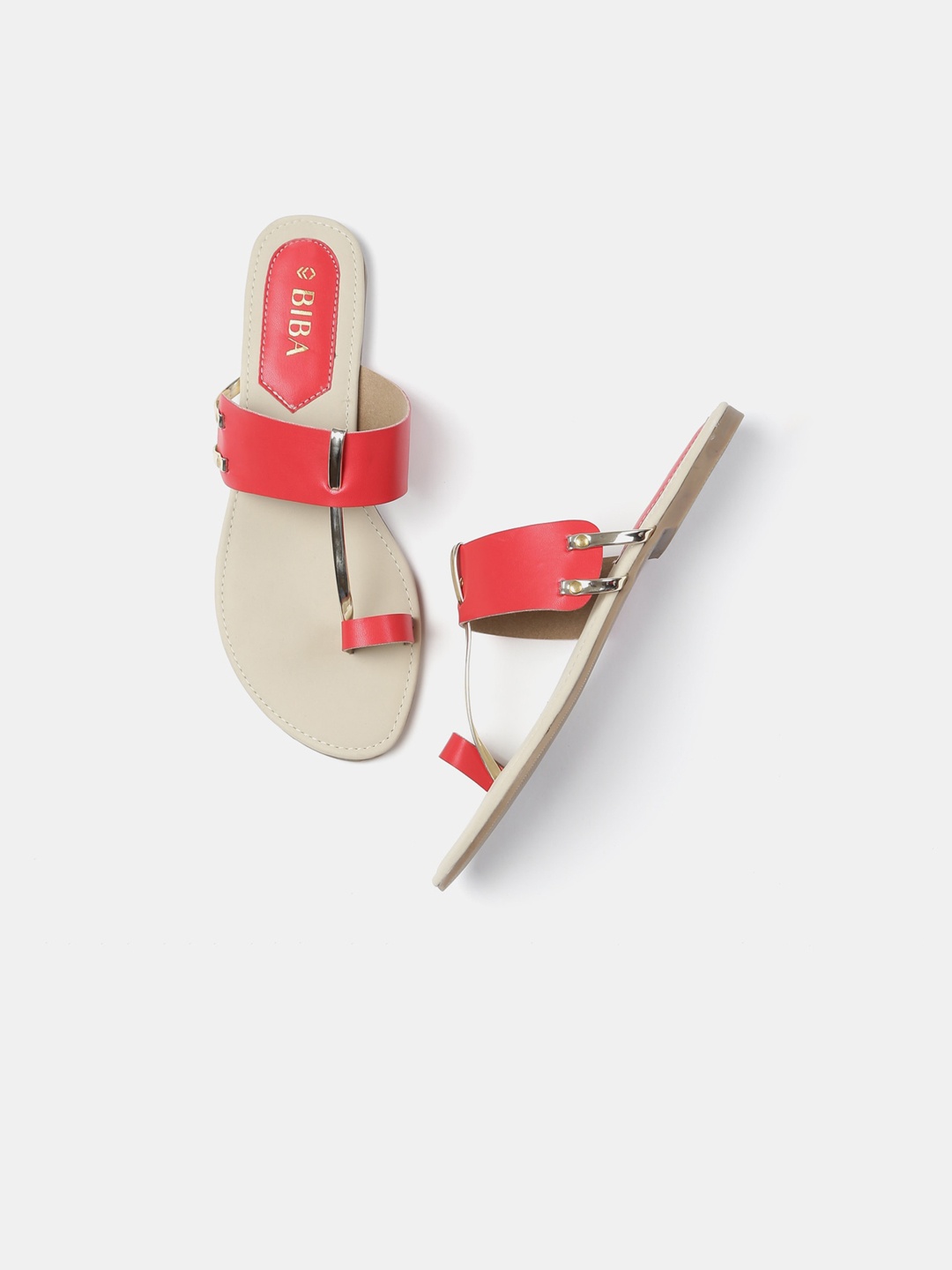

Biba Women Pink & Off-White Colourblocked Open Toe Flats