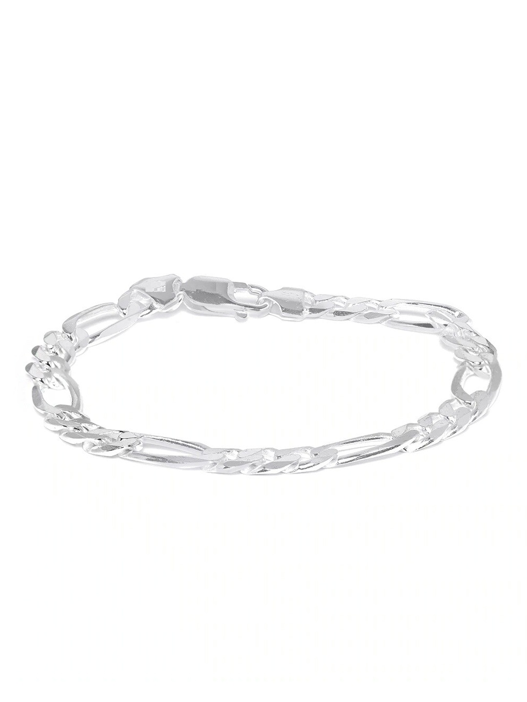 

OOMPH Men Silver-Toned Handcrafted Thick Curb Chain Bracelet