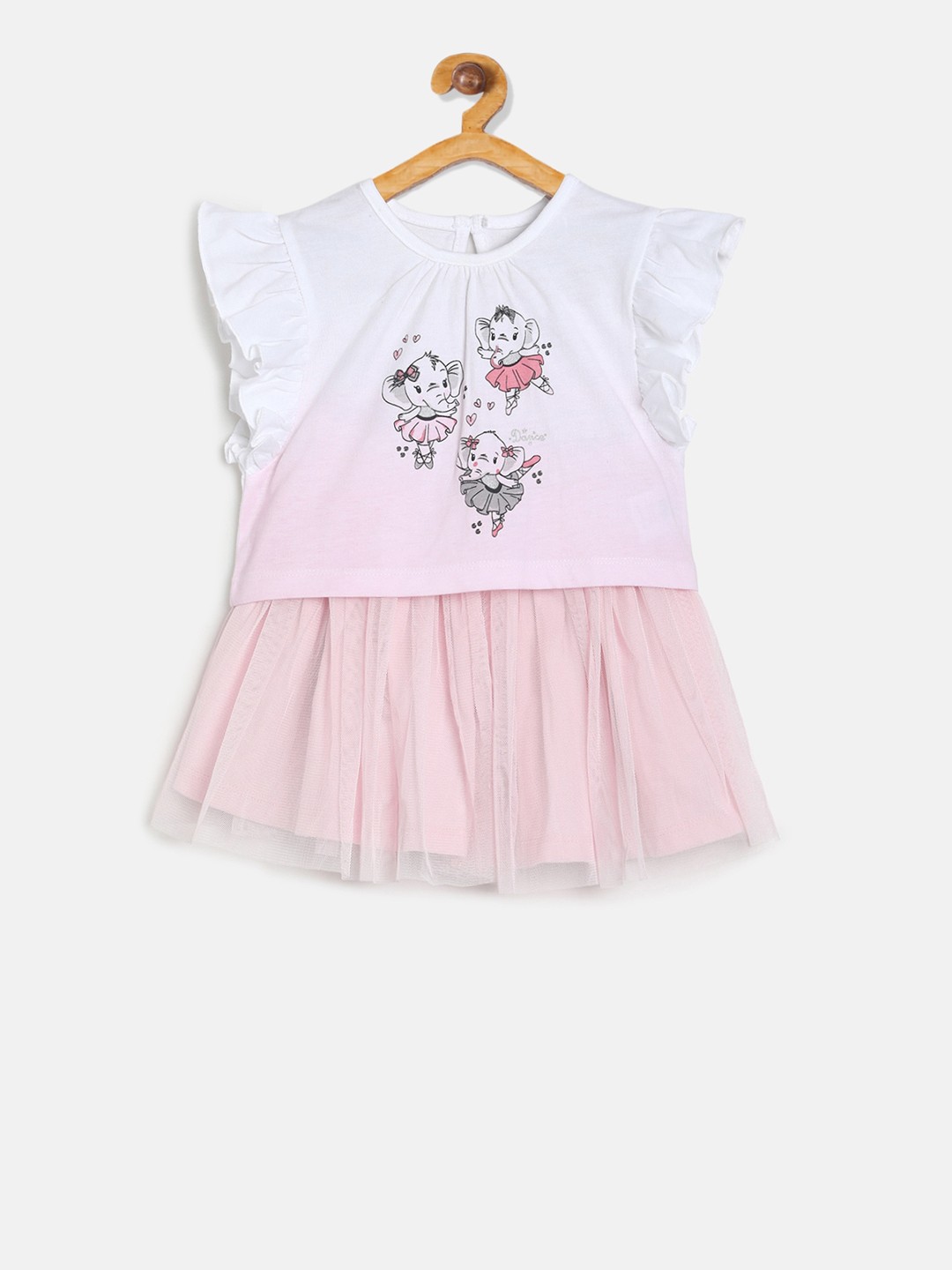 

MINI KLUB Infant-Girls Pink & White T-Shirt With Skirt