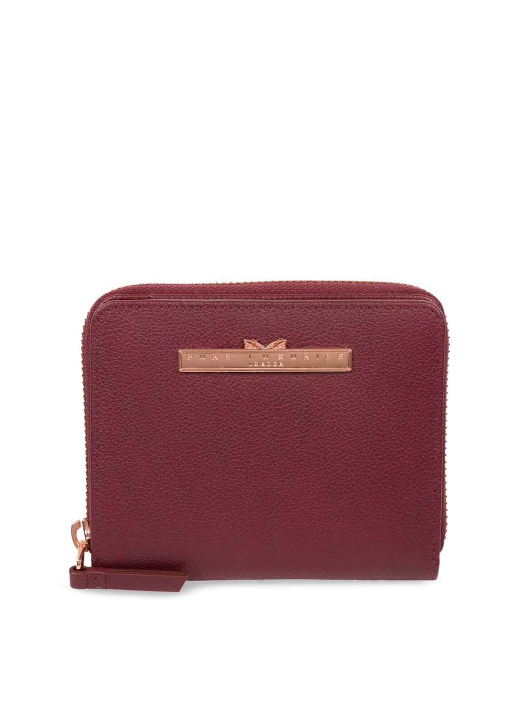 

PURE LUXURIES LONDON Women Maroon Solid Genuine Leather Mirren Clutch