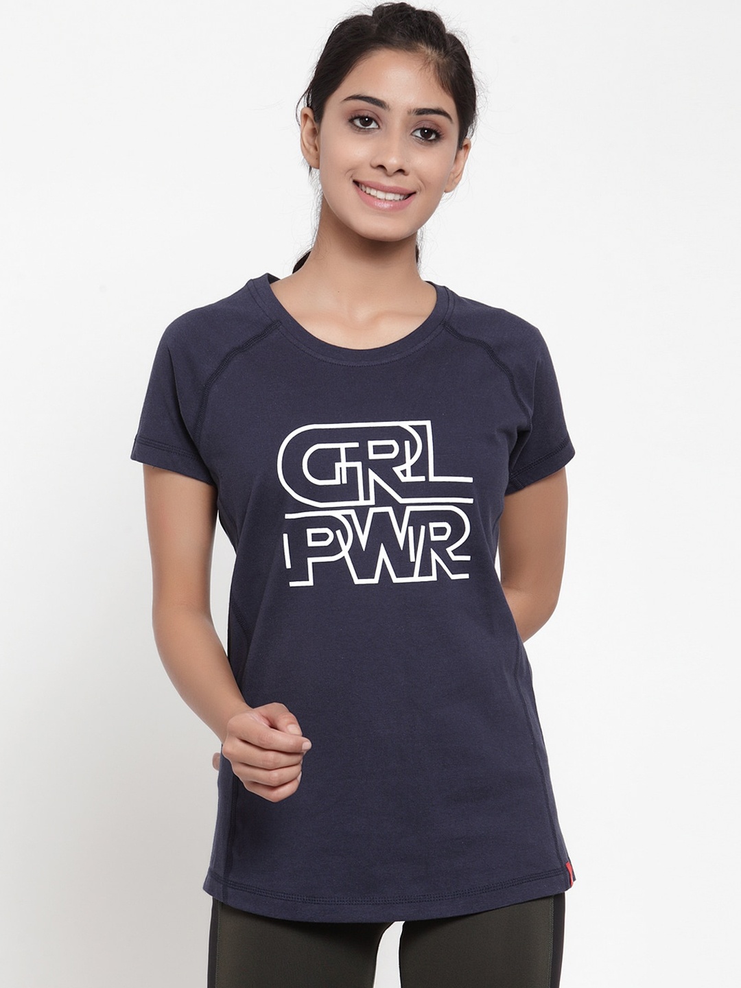 

Invincible Women Girl Power Tee, Navy blue