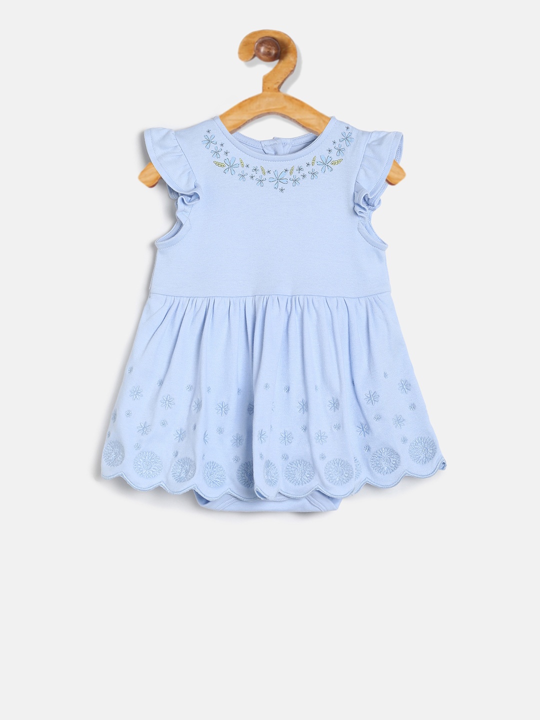 

MINI KLUB Girls Blue & Yellow Printed Dress Style Bodysuit