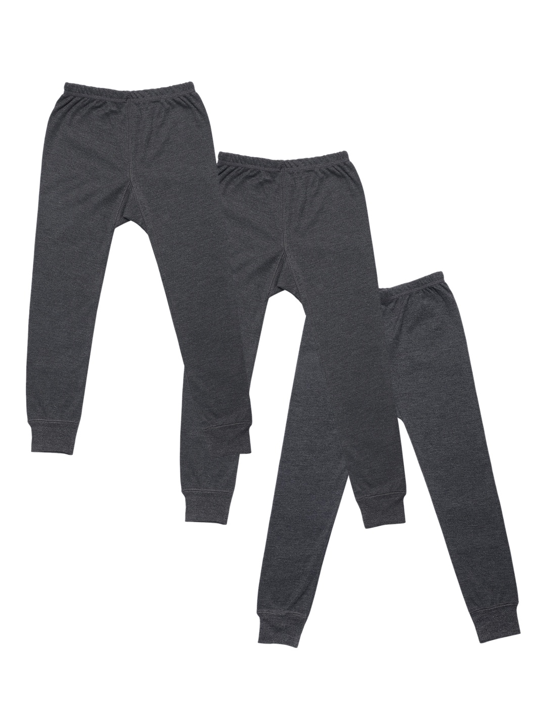 

VIMAL JONNEY Unisex Kids Pack of 3 Grey Solid Thermal Bottoms