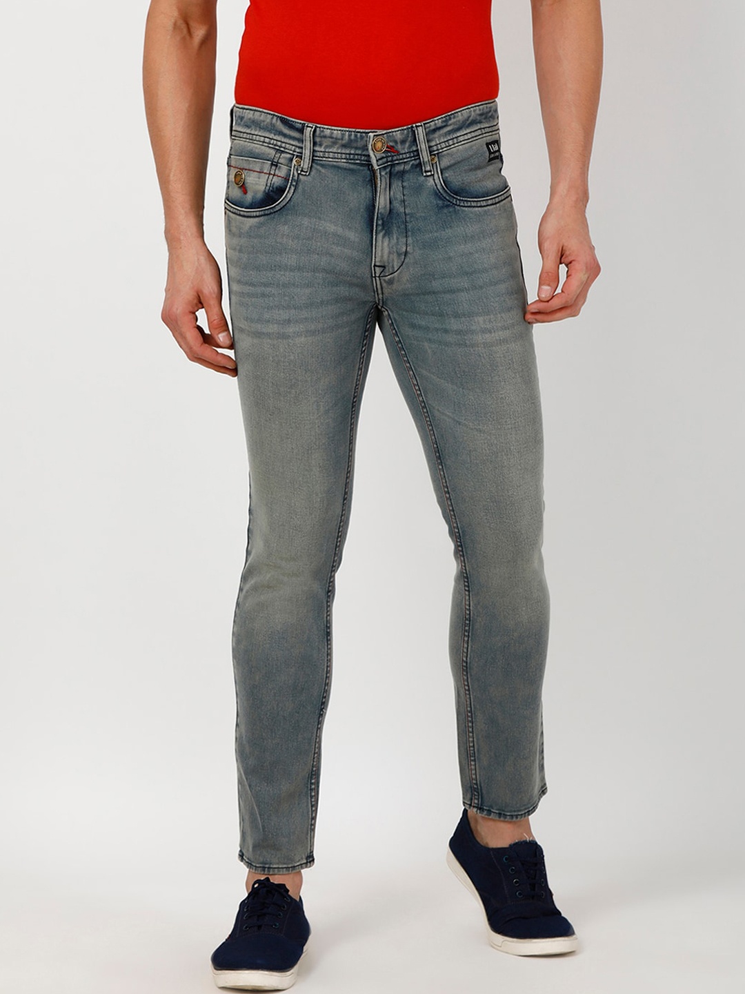 Llak Jeans Men Blue Skinny Fit Mid-Rise Low Distress Stretchable Jeans