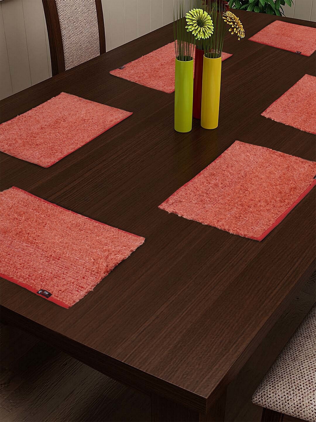

KLOTTHE Set of 6 Orange Self-Design Table Mats