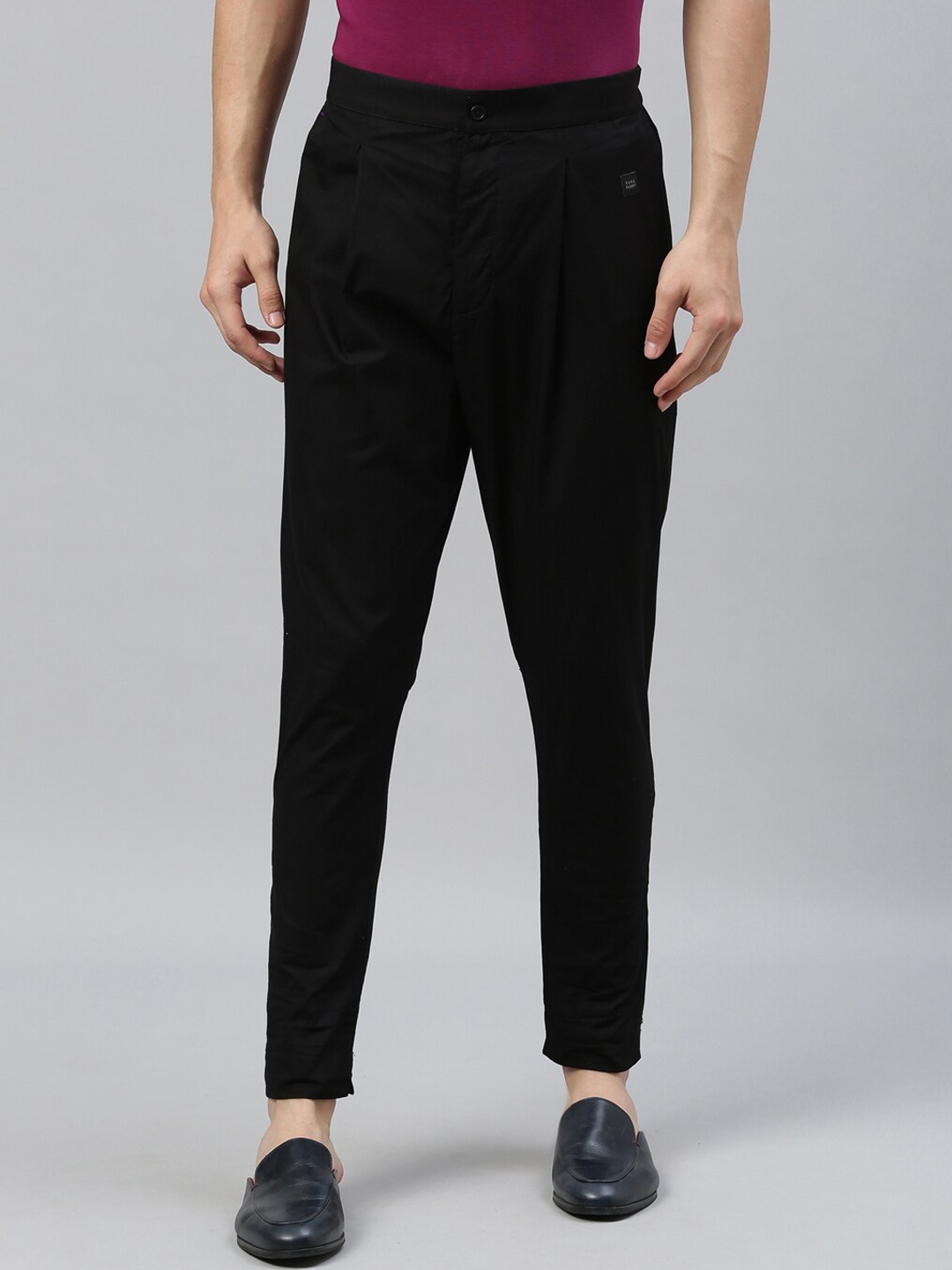

RARE RABBIT Men Pajama-2 Slim Fit Mid-Rise Solid Trousers, Black