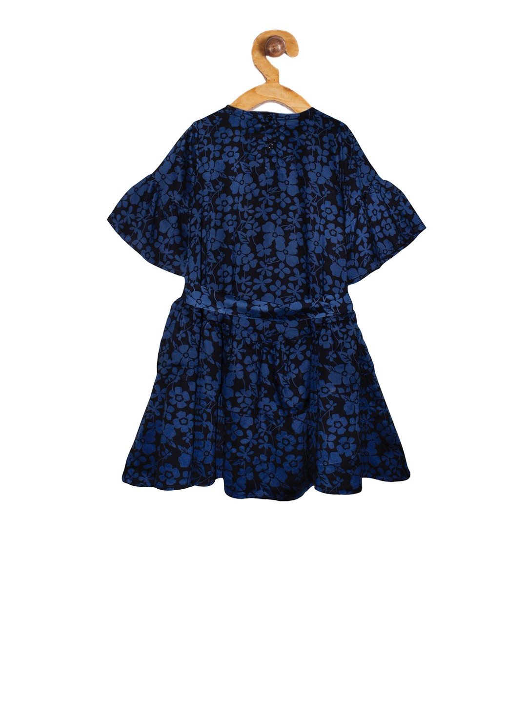 

KiddoPanti Girls Navy Blue & Black Printed A-Line Dress