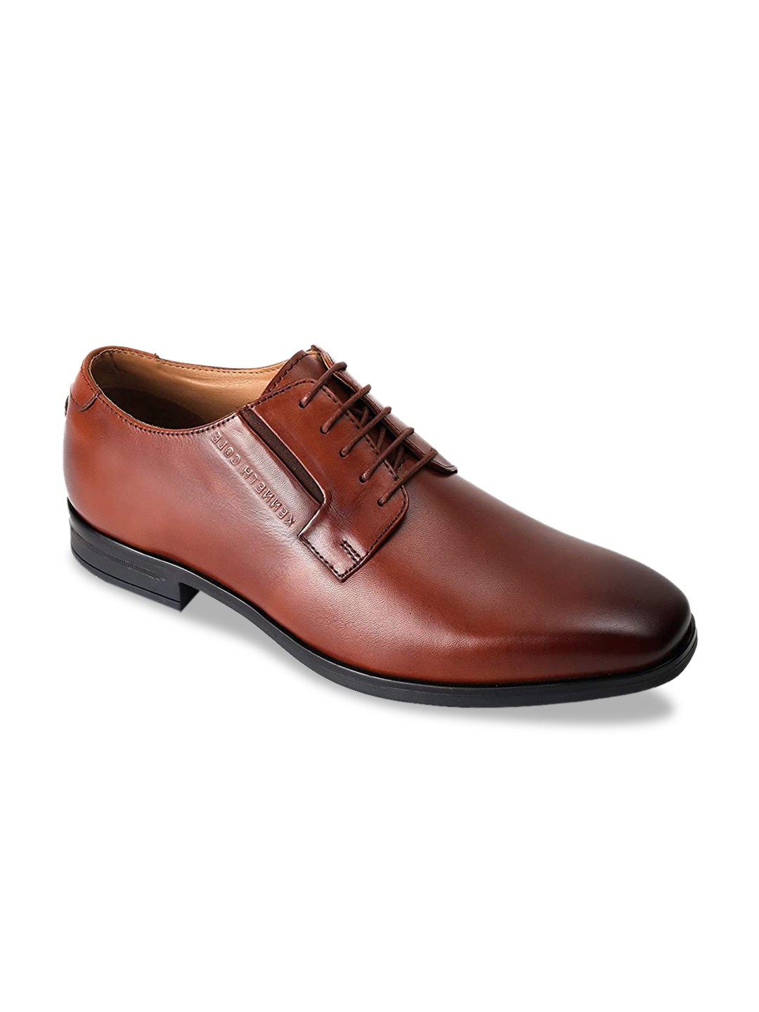 

Kenneth Cole Men Tan Brown Solid Formal Leather Derbys