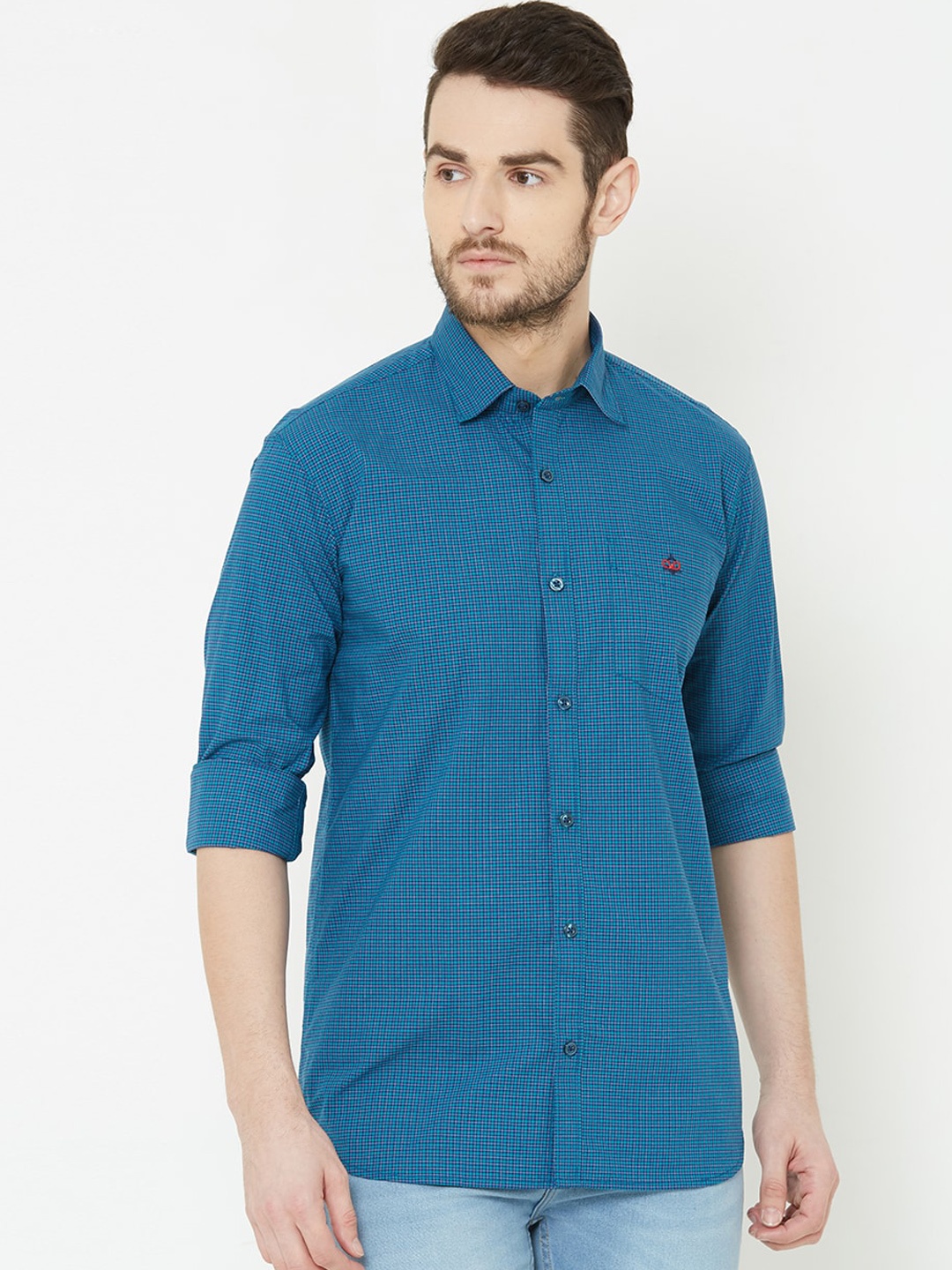 

Donzell Men Blue & Black Regular Fit Checked Casual Shirt